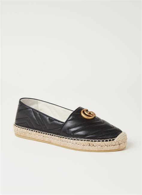 Gucci Pilar espadrille van leer met raffia details 